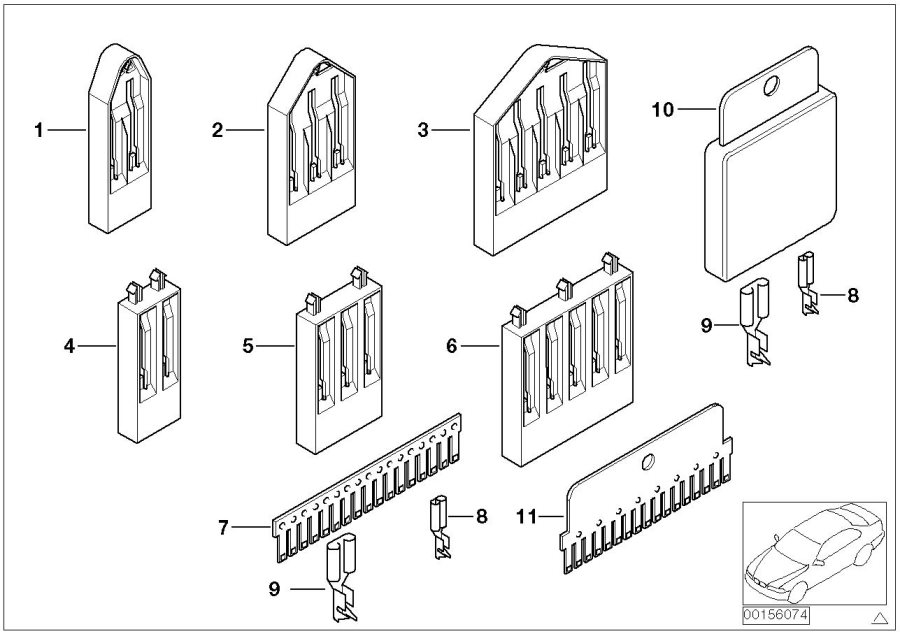 Diagram Various comb-type connectors for your 2006 BMW 325Ci   