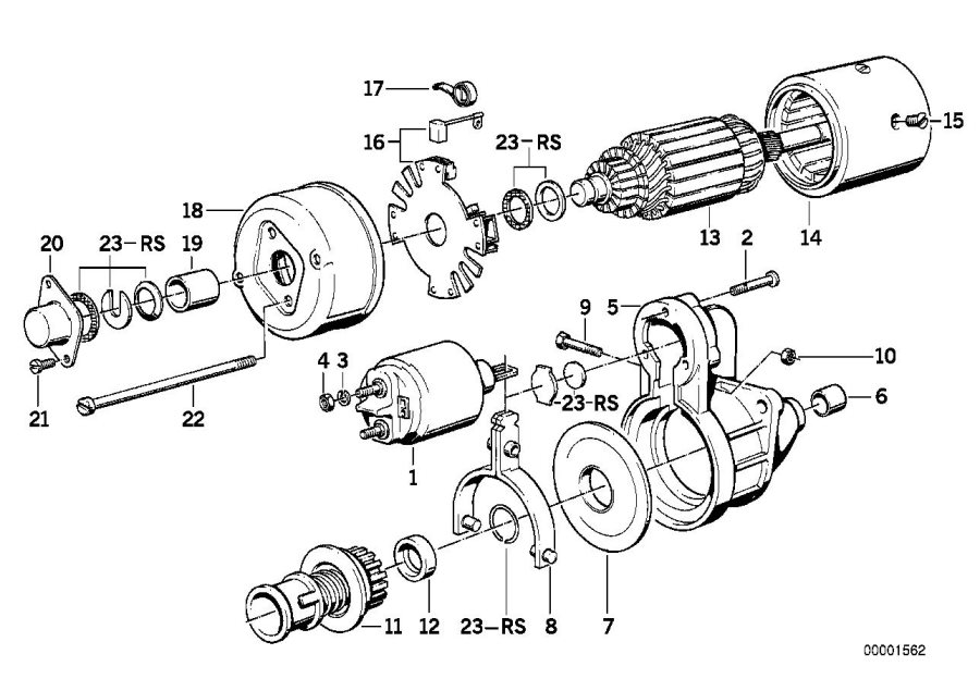 Diagram Starter motor sep components 1.5kW for your BMW