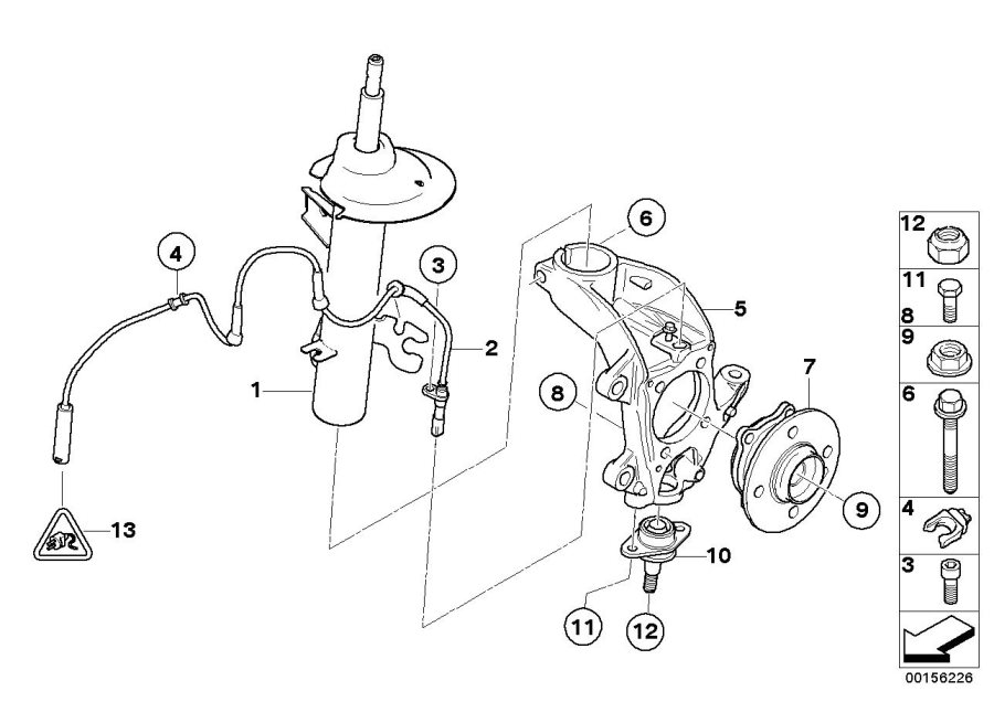 Diagram Front Spring strut/Carrier/Wheel bearing for your MINI