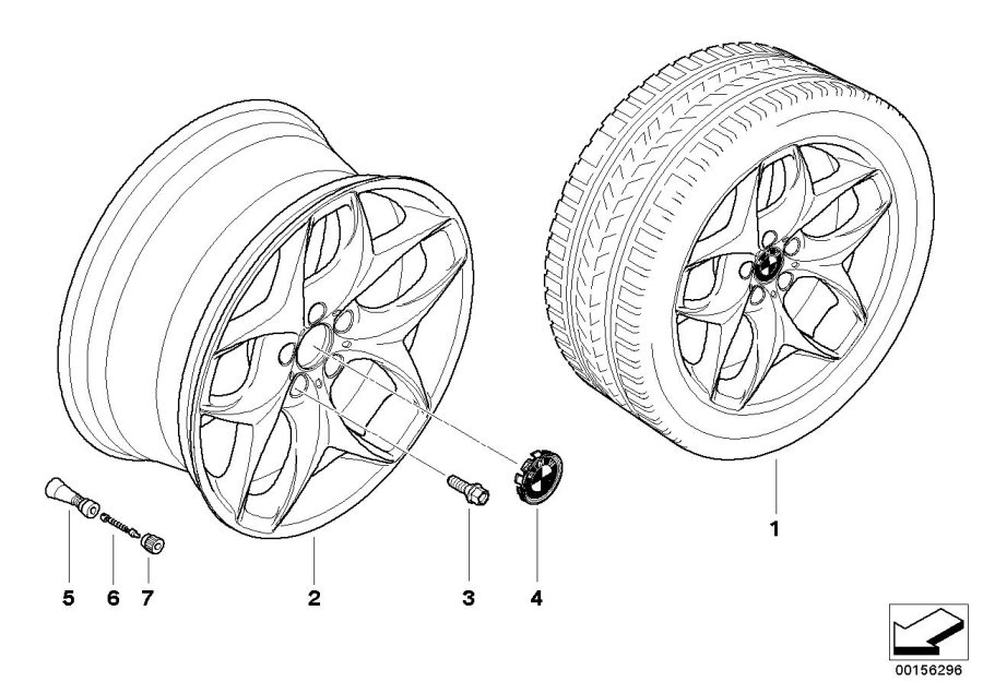 Diagram BMW LA wheel, dual spoke 215 for your BMW