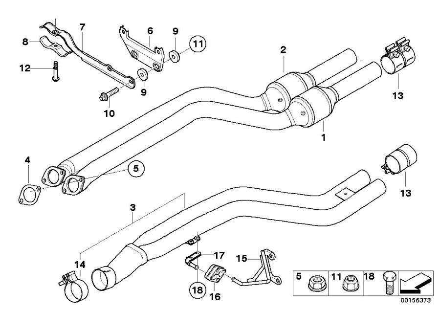 Diagram Catalytic CONVERTER/FRONT silencer for your 2007 BMW 335xi   