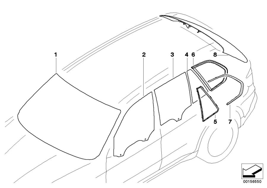 Diagram Glazing for your BMW 650iX  