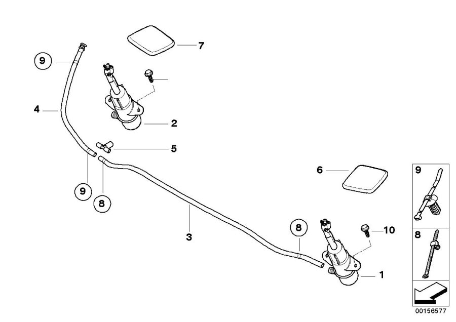 Diagram Single parts for head lamp cleaning for your BMW