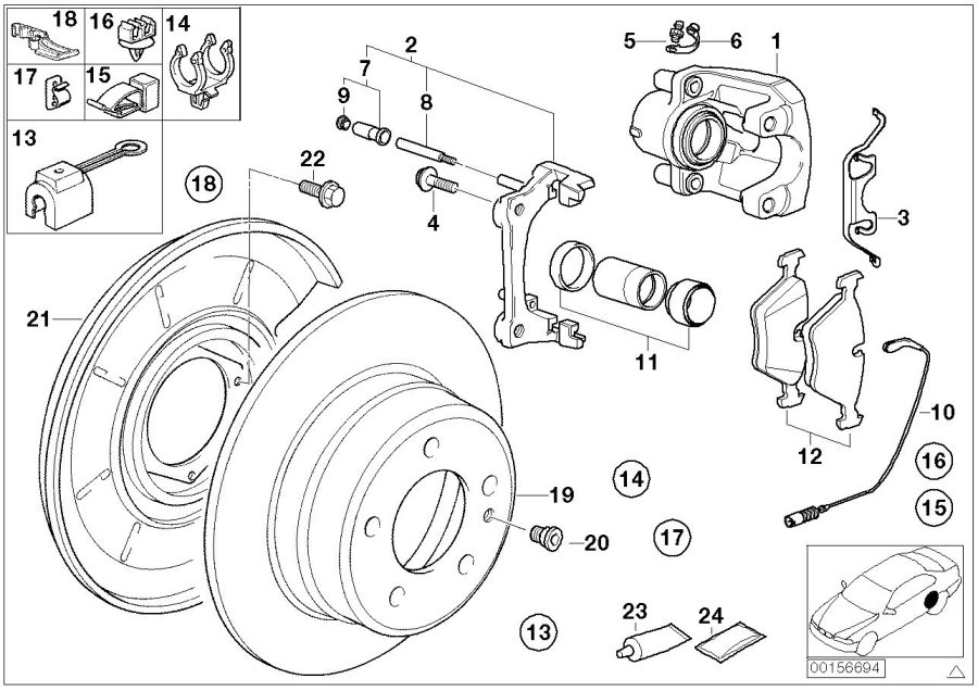 Le diagramme Capteur de plaquette de frein arrière pour votre BMW