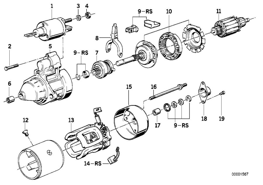 Diagram Starter motor sep components 2.2 kW for your BMW