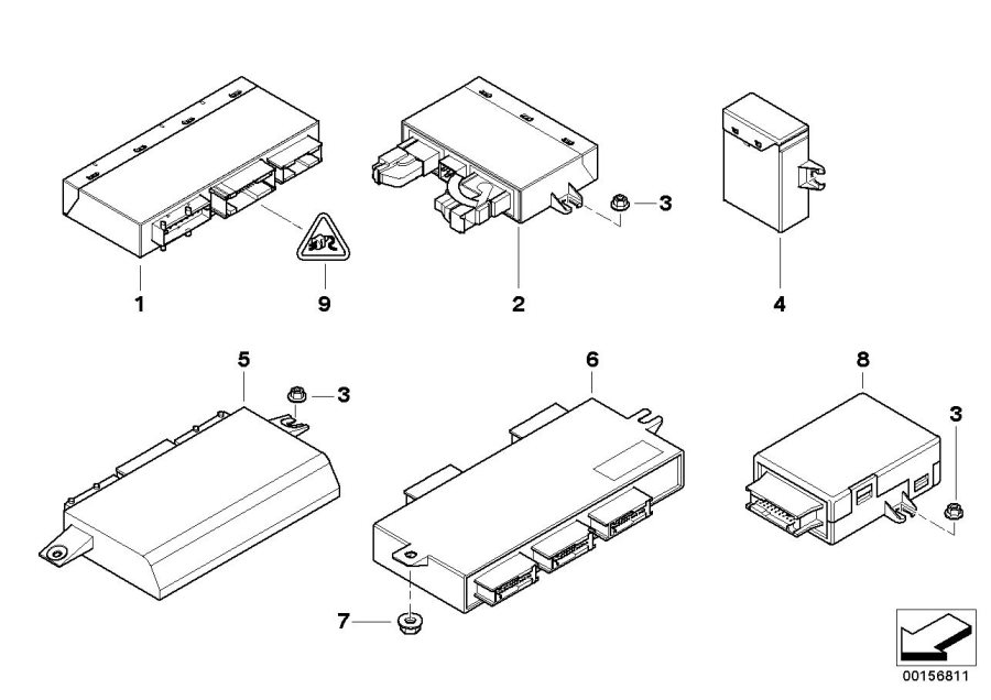 Diagram Body control units and moduls for your BMW 540iX  