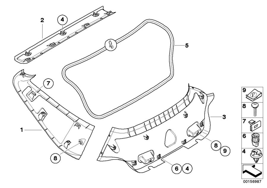 Diagram Trunk lid trim panel for your BMW