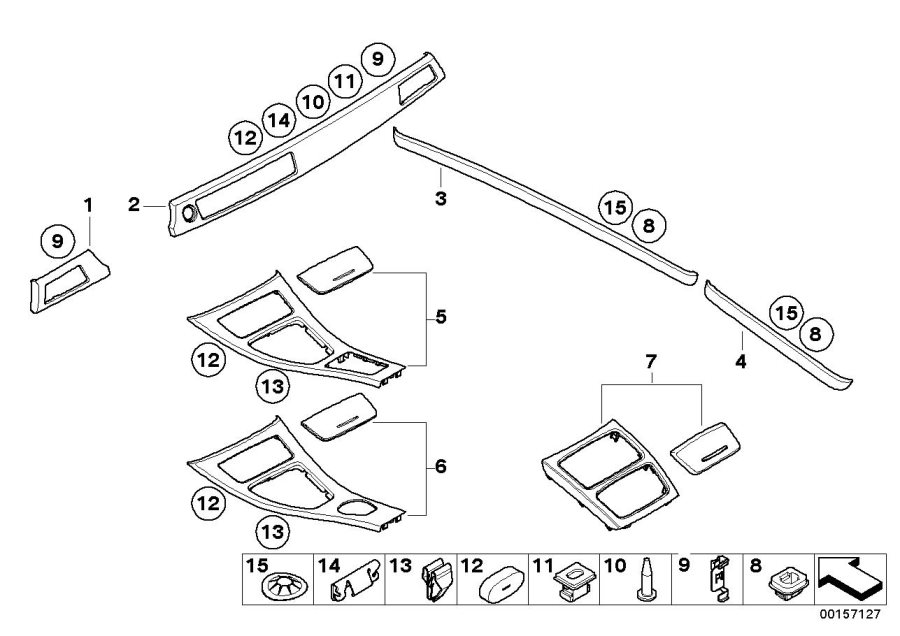 Diagram Alum. interior strips ground lengthwise for your 2007 BMW M6   