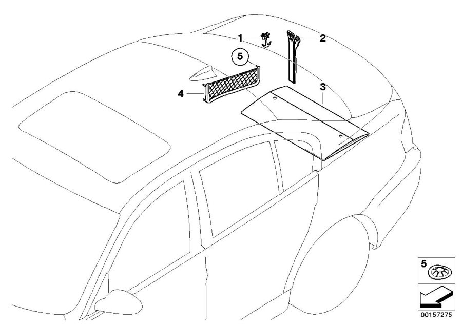 Le diagramme Post-équipt vide-poches coffre à bagages pour votre BMW