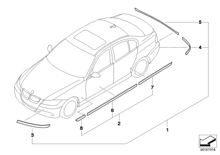 Diagram Moulding rocker panels for your 2007 BMW M6   