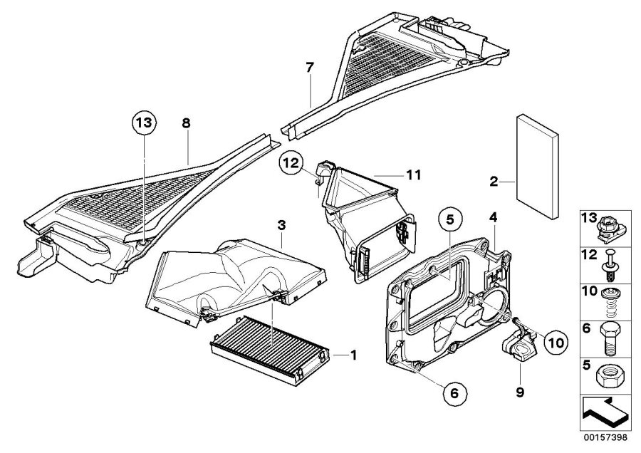 Diagram MICROFILTER/HOUSING parts for your 1987 BMW 635CSi   