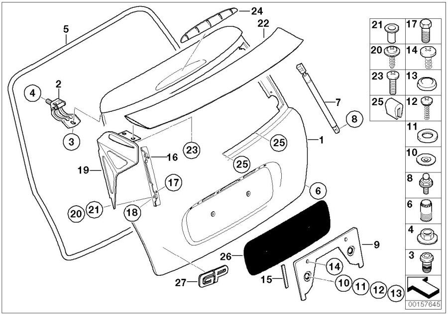 Diagram Mounting parts, trunk lid for your MINI