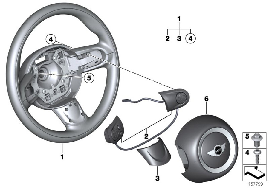 Diagram Airbag sports steering wheel multifunct. for your MINI