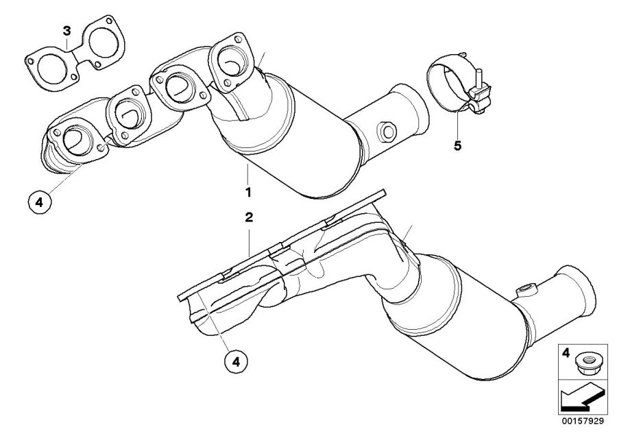 Diagram Exhaust manifold with catalyst for your 2005 BMW 750i   