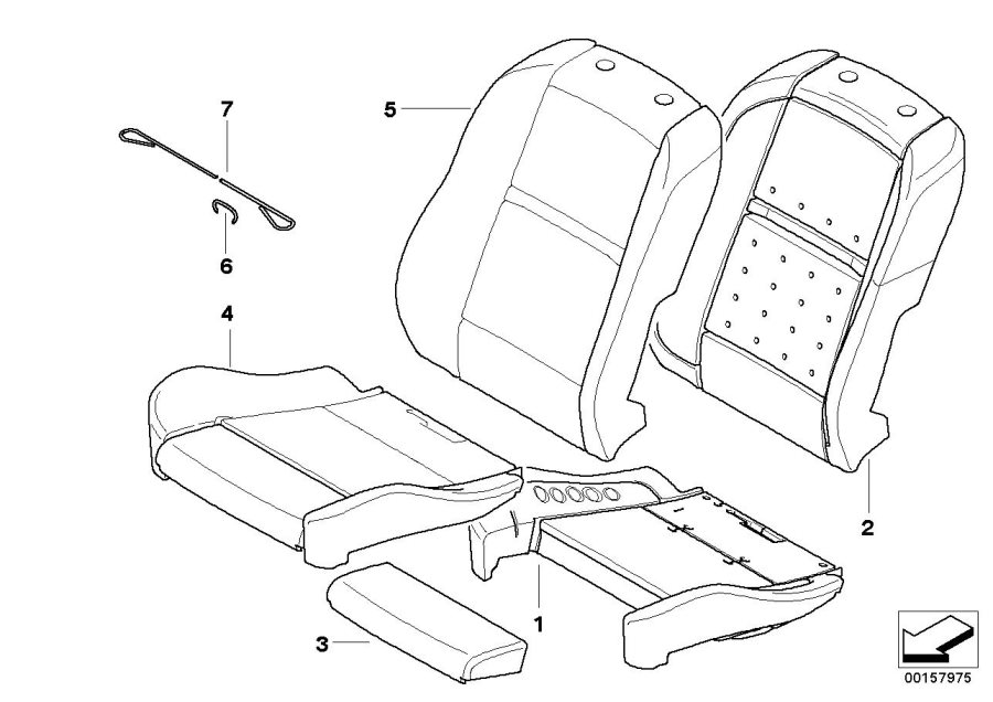 Diagram Seat, front, uphlstry, cover, Sport seat for your 2007 BMW M6   