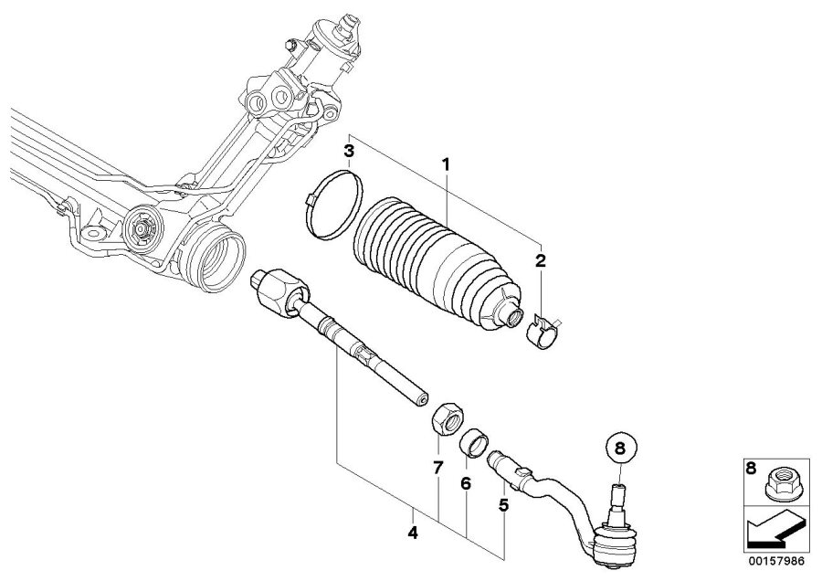 Diagram Steering LINKAGE/TIE rods for your 2004 BMW X3   