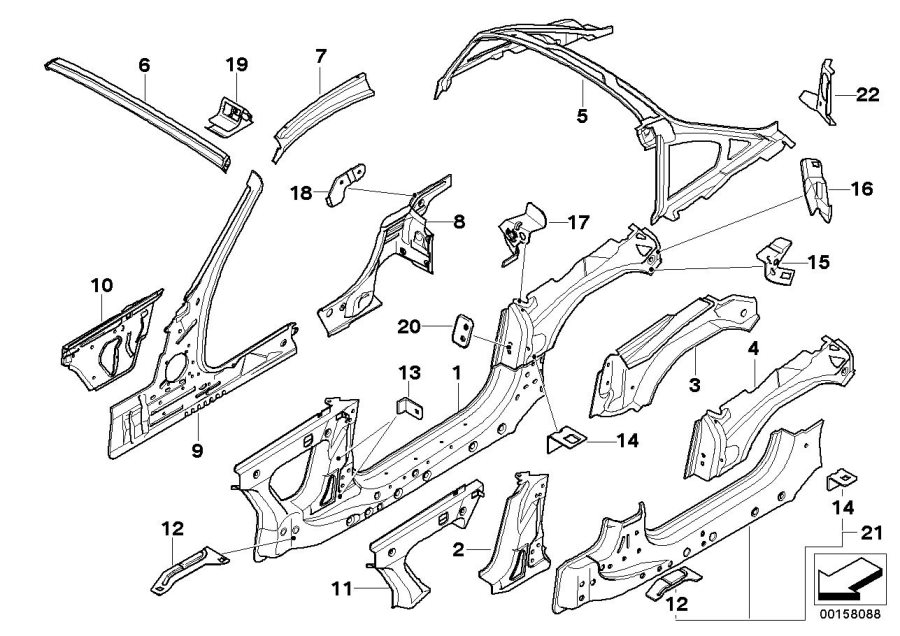 Diagram Single components for body-side frame for your 2007 BMW Z4   