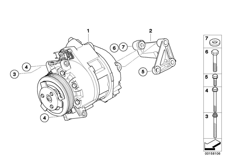 Le diagramme Compresseur d climatiseur/pcs de montage pour votre BMW