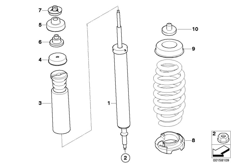 Diagram Rear spring strut mounting parts for your 2012 BMW 750Li   