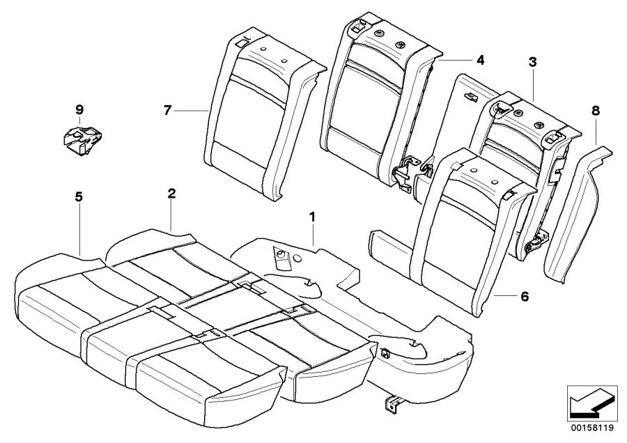 Diagram Seat rear, upholstery & cover base seat for your BMW