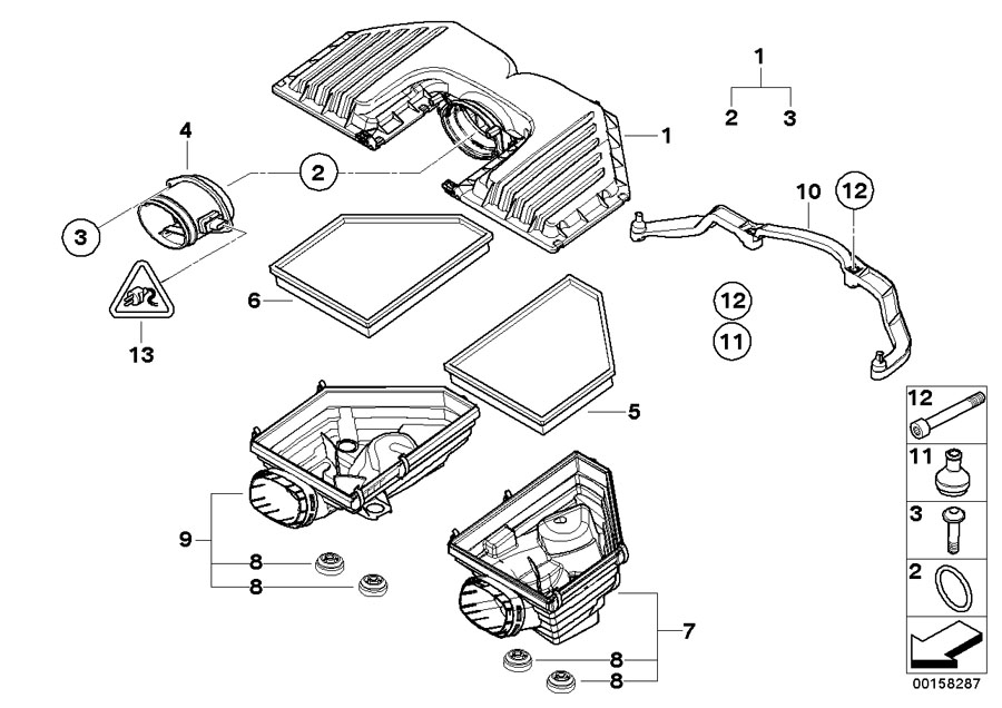 Diagram Intake muffler/Filter cartridge/HFM for your BMW