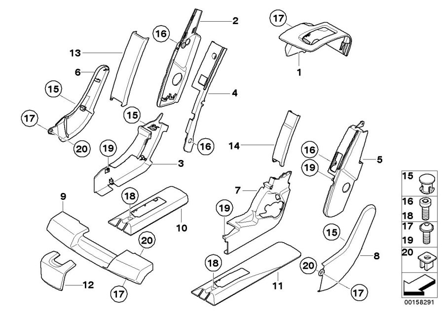 Diagram Seat, rear, seat trim covers, right for your 1995 BMW