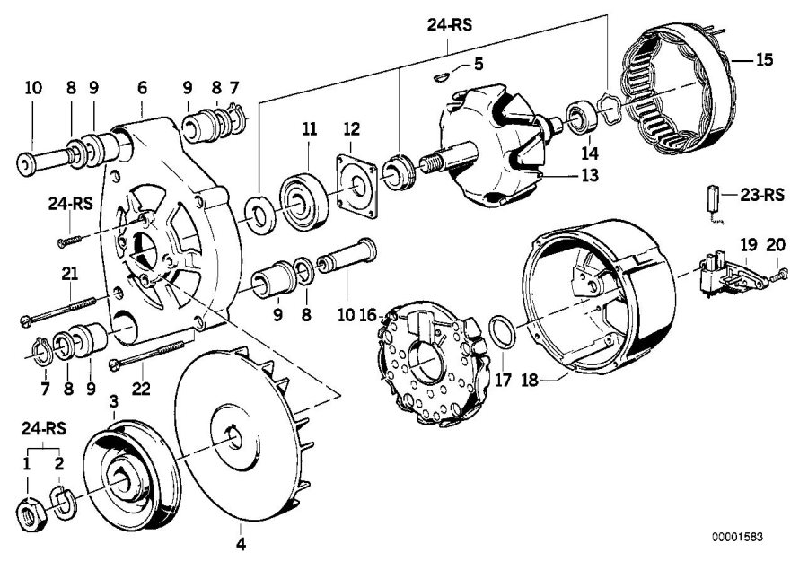 Diagram Alternator parts 90A for your BMW