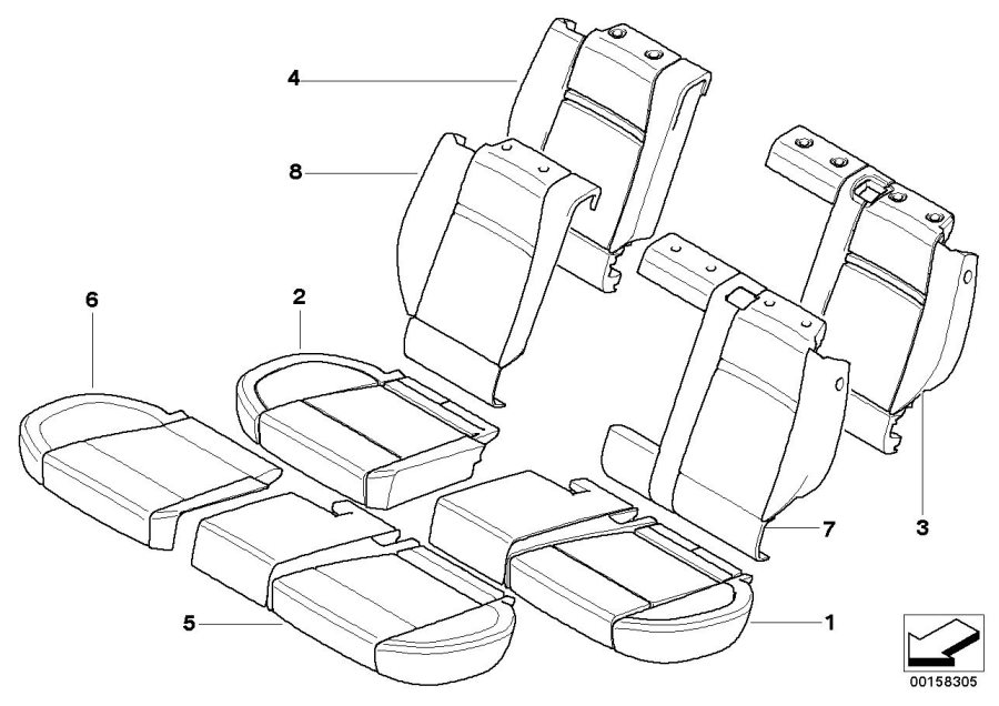 Diagram Seat rear, upholstery & cover base seat for your 2007 BMW M6   