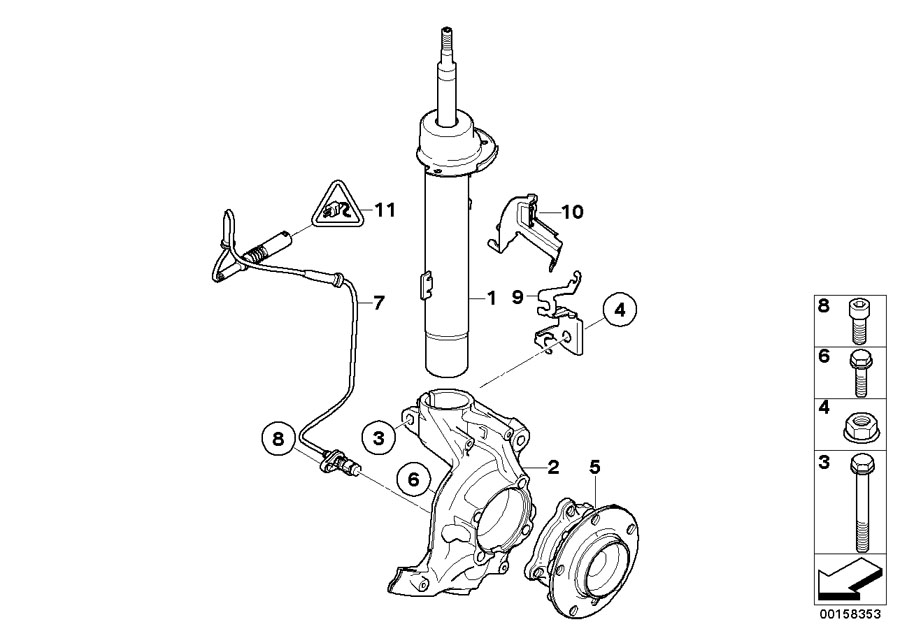 Diagram Front Spring STRUT/CARRIER/WHEEL bearing for your BMW