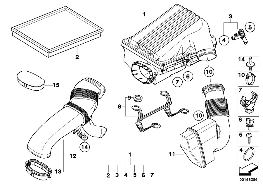 Diagram Intake muffler/Filter cartridge/HFM for your 2023 BMW 530e Sedan  