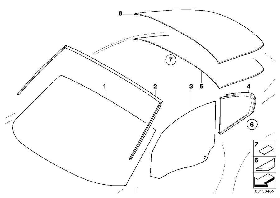 Diagram Glazing for your 2005 BMW M3   