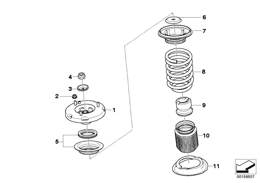 Diagram COIL SPRING/GUIDE SUPPORT/ATTACH.PARTS for your 1994 BMW 318is Coupe  