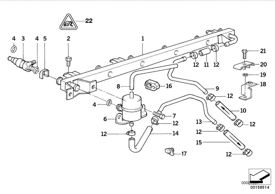 Diagram VALVES/PIPES of fuel injection system for your BMW