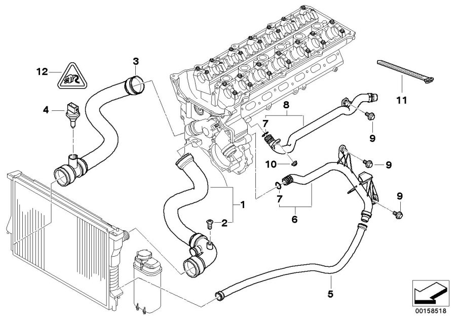 Diagram Cooling System Water Hoses for your 2000 BMW 750iL   
