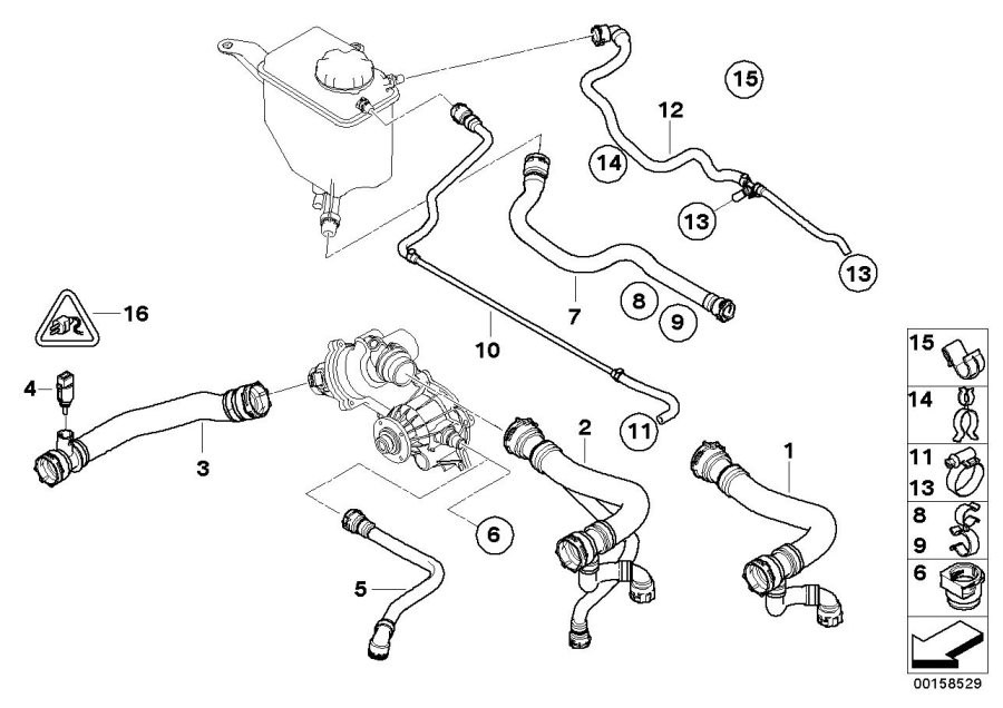 Diagram Cooling System Water Hoses for your 2009 BMW 550i   