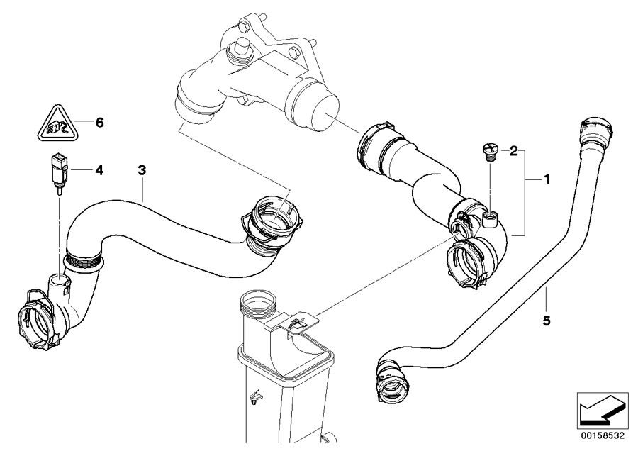 Diagram Cooling System Water Hoses for your 2005 BMW X3   