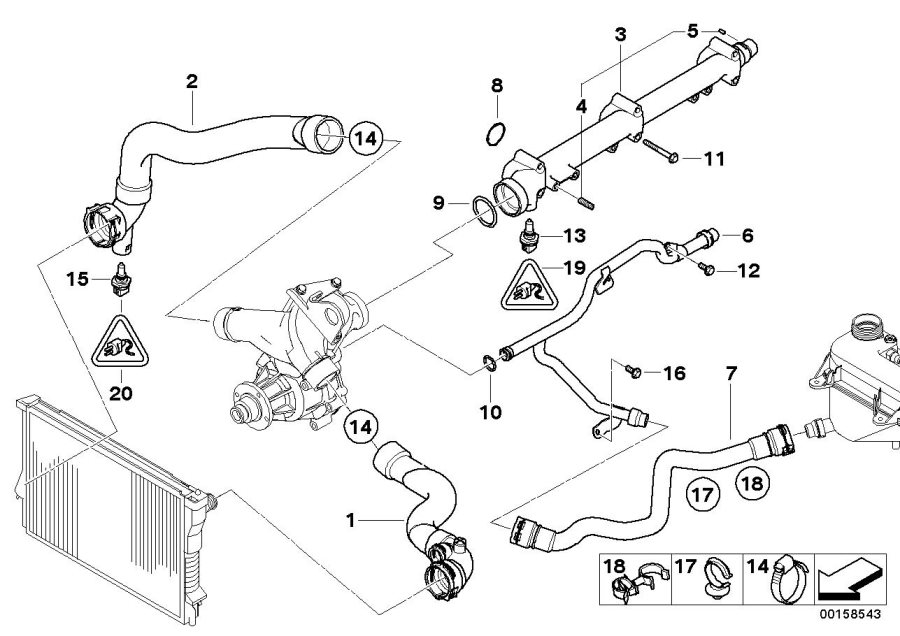 Diagram Cooling System Water Hoses for your 2009 BMW 135i   