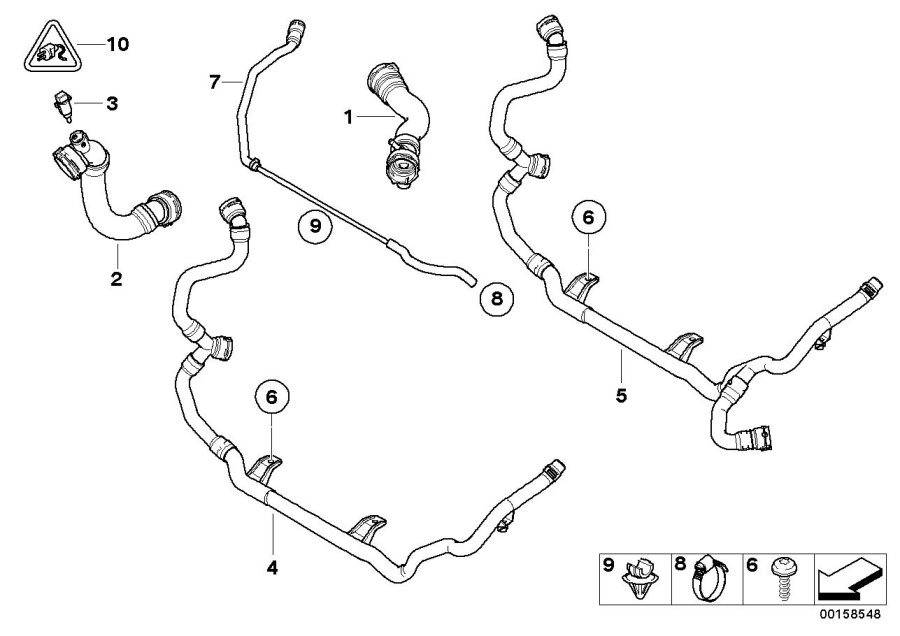 Diagram Cooling System Water Hoses for your 1996 BMW