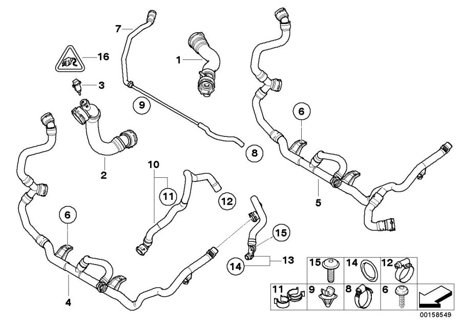 Diagram Cooling System Water Hoses for your 2007 BMW M6   