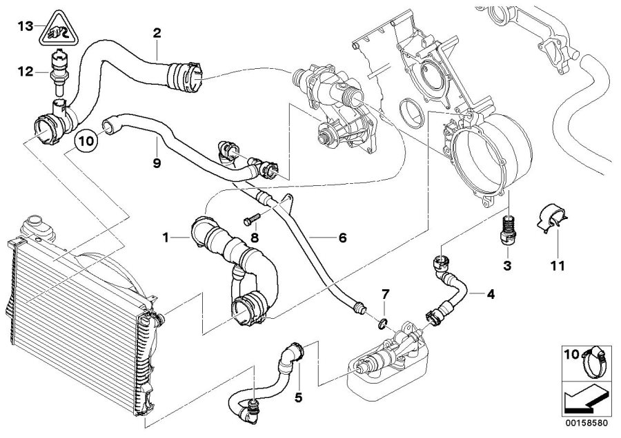 Diagram Cooling System Water Hoses for your 1999 BMW 740i   