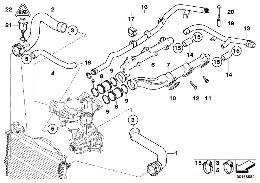 Diagram Cooling System Water Hoses for your 2001 BMW M5   