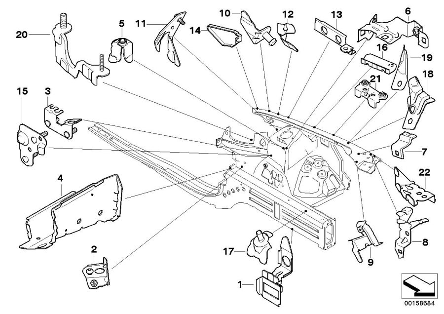 Diagram Front body bracket left for your 2018 BMW M6   