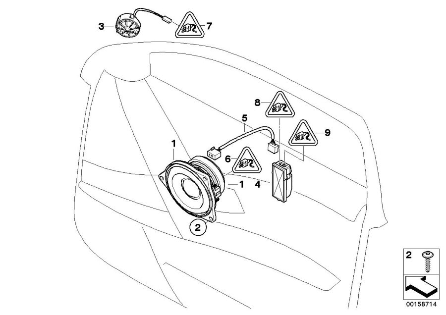 Le diagramme Système audio personnalisé porte avant pour votre BMW X6  