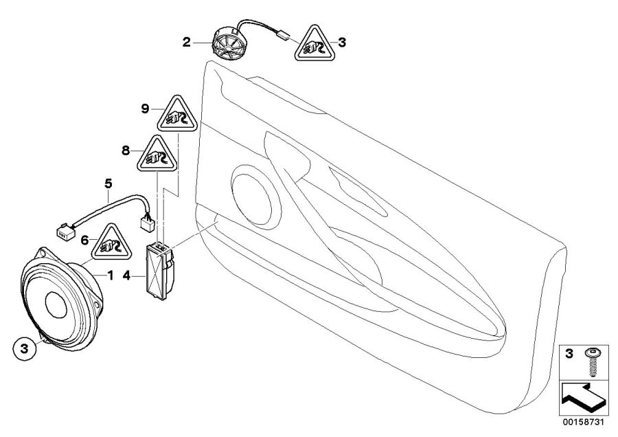 Le diagramme Système audio personnalisé porte avant pour votre BMW