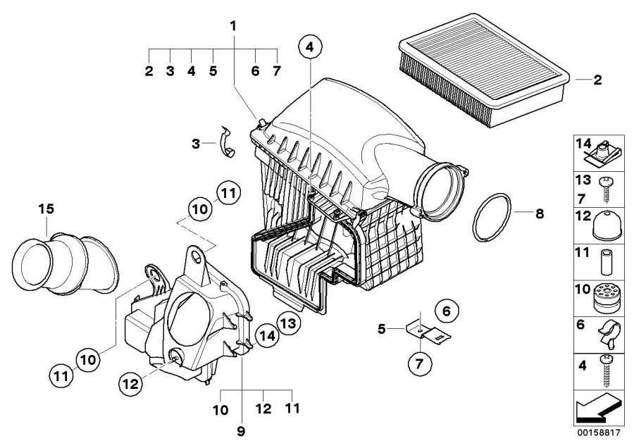 Diagram Intake silencer / Filter cartridge Intake silencer / Filter cartridge for your 1988 BMW M6   