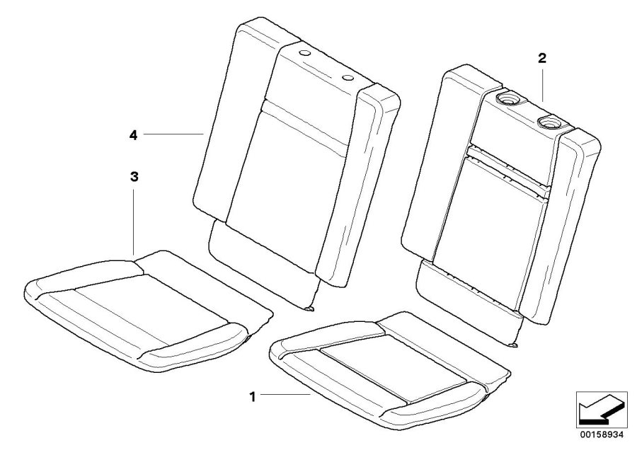 Diagram Seat, rear, pad and cover, 3rd row for your 2010 BMW M6   