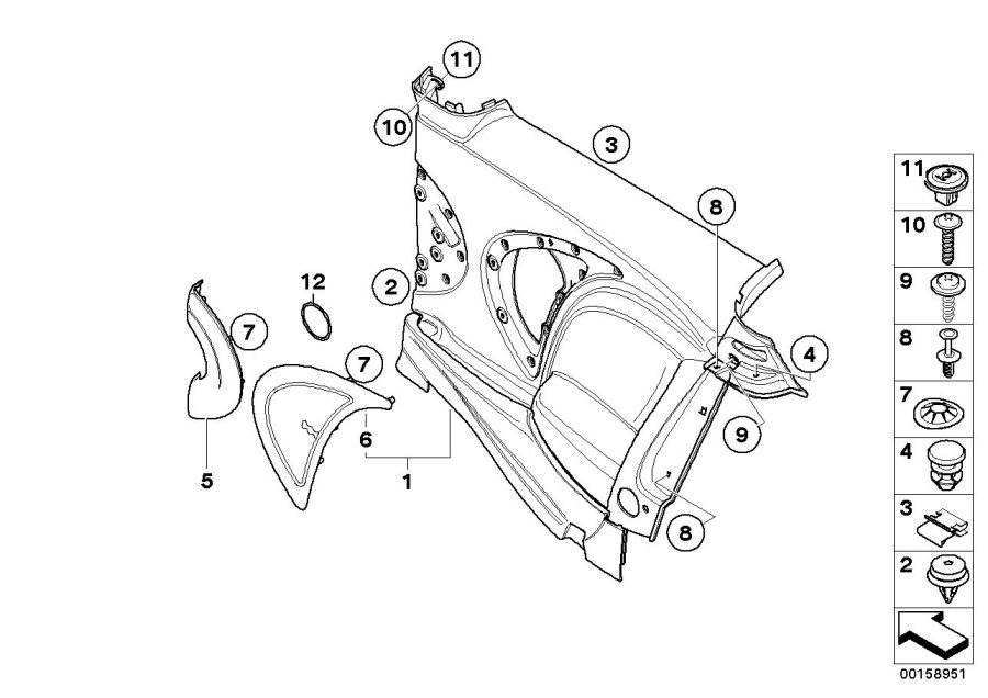 Diagram Lateral trim panel rear for your MINI