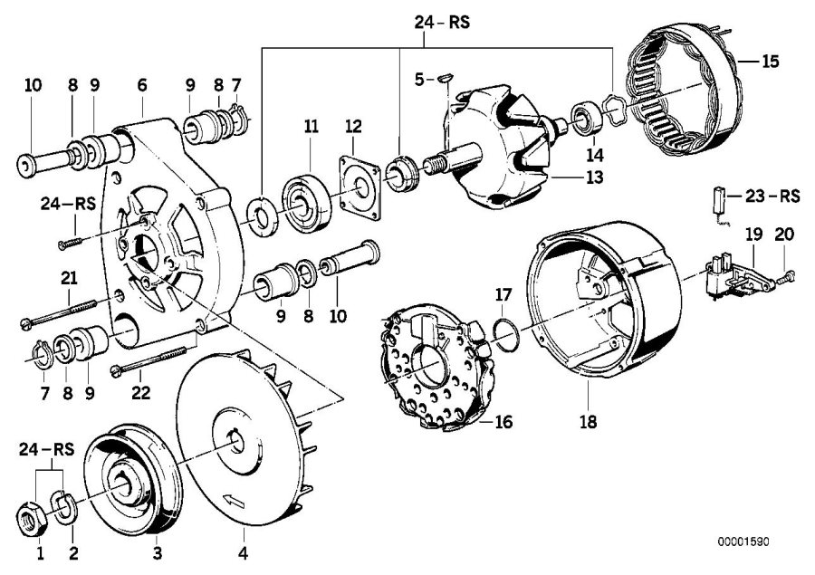 Diagram Alternator, individual parts 80A for your BMW