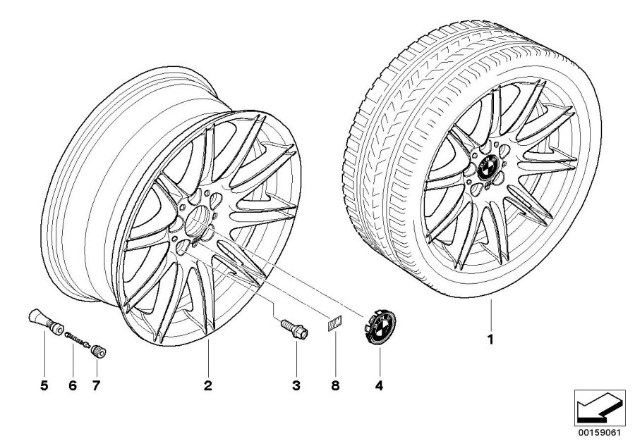 Le diagramme Jante M à doubles rayons (Styl. 225) pour votre BMW 330i  