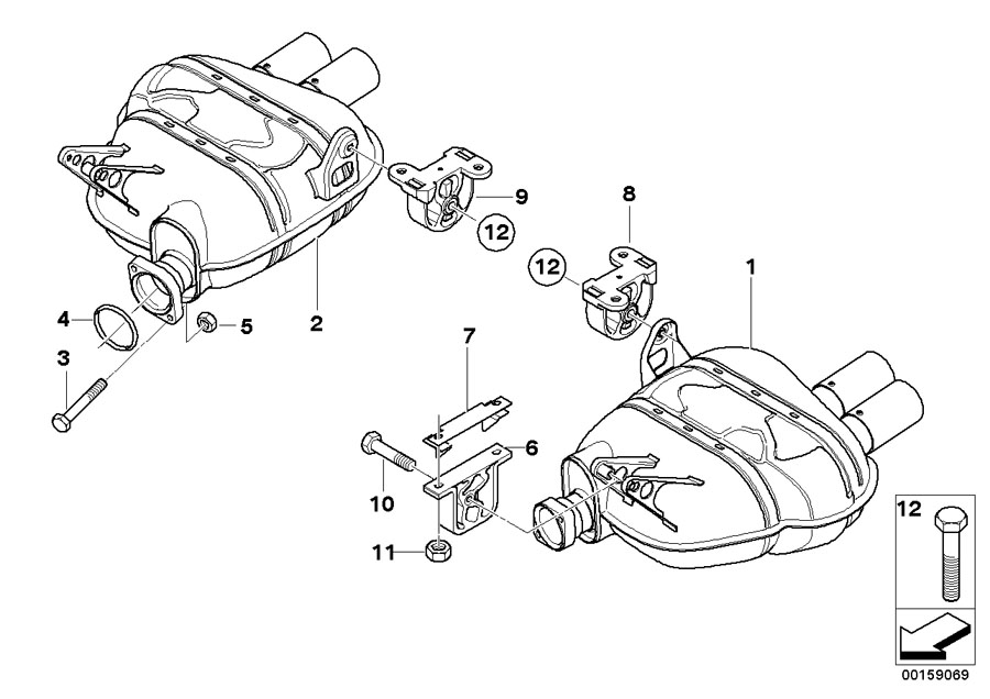 Diagram Exhaust system, rear for your 2023 BMW X3  30eX 